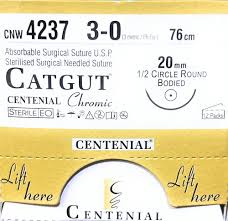 Chromic Catgut Sutures 3/0 RC 25MM 1/2 CIRCLE