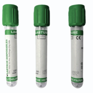 Vacuum Tubes Heparin Lithium (Green top) 4.5ml 100's (13x75mm)